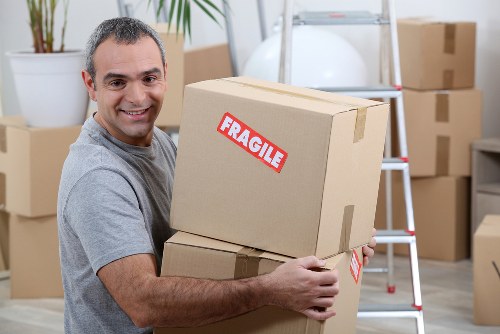 Boxes and household items stored in Anerley storage space